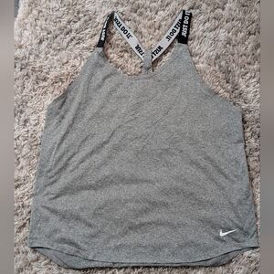 Nike Dri-Fit Racerback Tank — Gray w/ Black/White Straps — Size Large